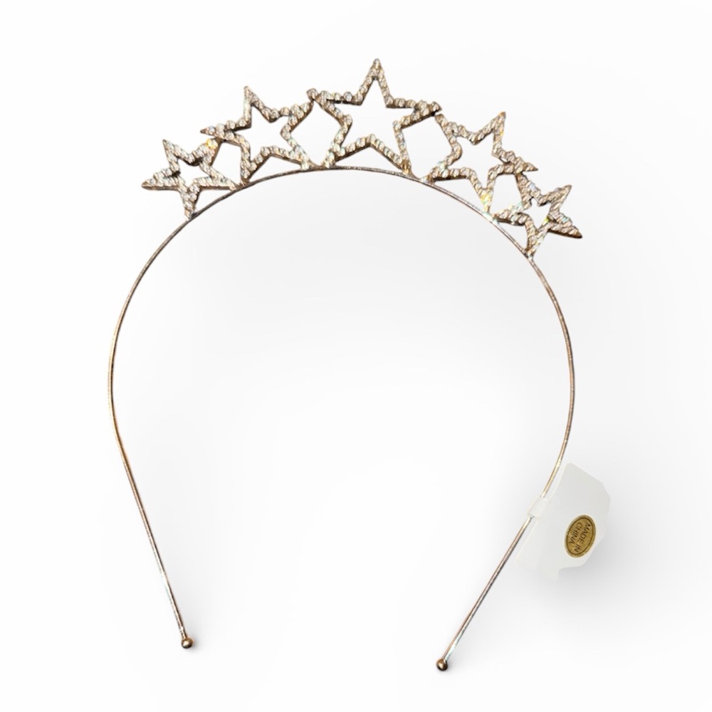 Star Crystal Embellished Silver Hardware Hair Metal Headband BRAND NEW